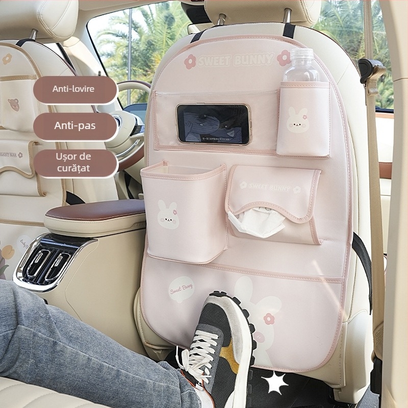Organizator auto din piele, atârnat pentru bancheta din spate, impermeabil