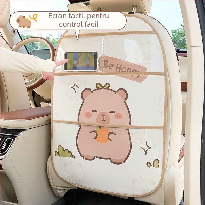 Organizator auto din piele, atârnat pentru bancheta din spate, impermeabil