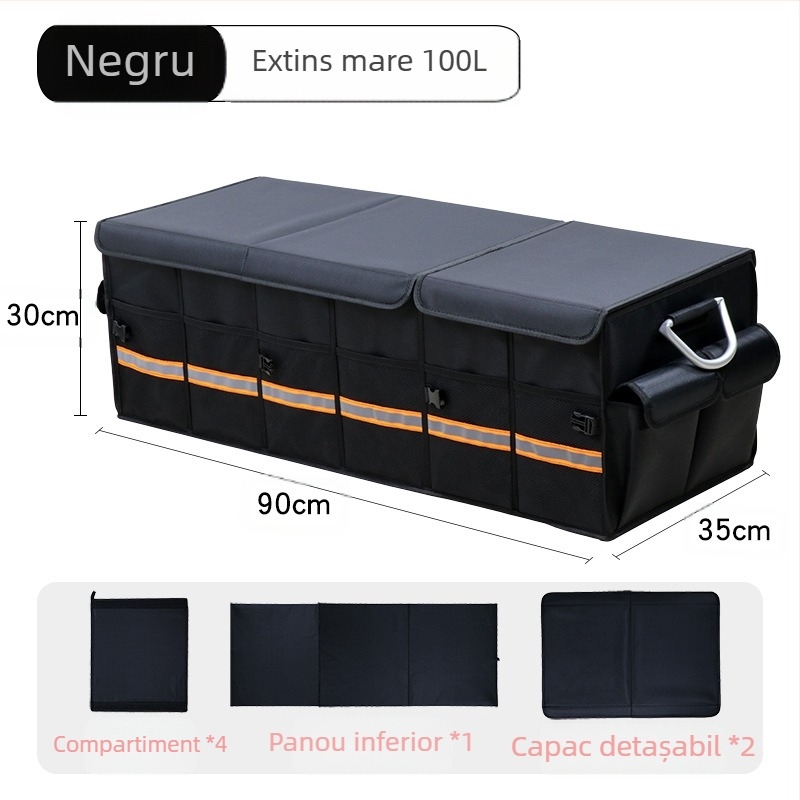 Cutie de depozitare pentru portbagaj auto, pliabilă, din Oxford, capacitate 36L/66L, montaj plug-in