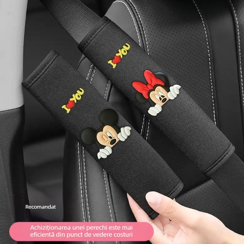 Pernă pentru centura de siguranță din material ice silk, design drăguț cu desene animate, universal pentru toate anotimpurile, accesoriu auto
