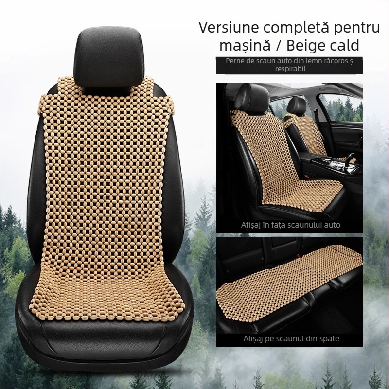Perneă pentru scaun auto cu mărgele din lemn — set de 3, umplutură din lemn, brand 007