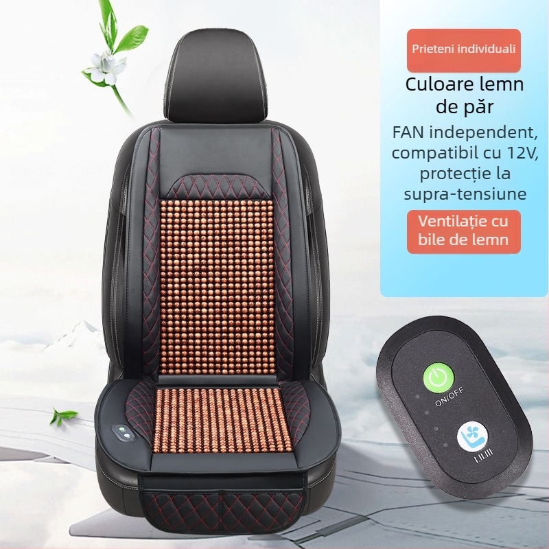 Perneu pentru scaun auto cu mărgele din lemn, ventilat – umplere din burete, marcă Zhen Dian, vară, ventilație, suprafața din lemn