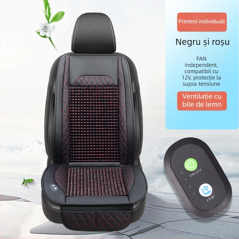 Perneu pentru scaun auto cu mărgele din lemn, ventilat – umplere din burete, marcă Zhen Dian, vară, ventilație, suprafața din lemn