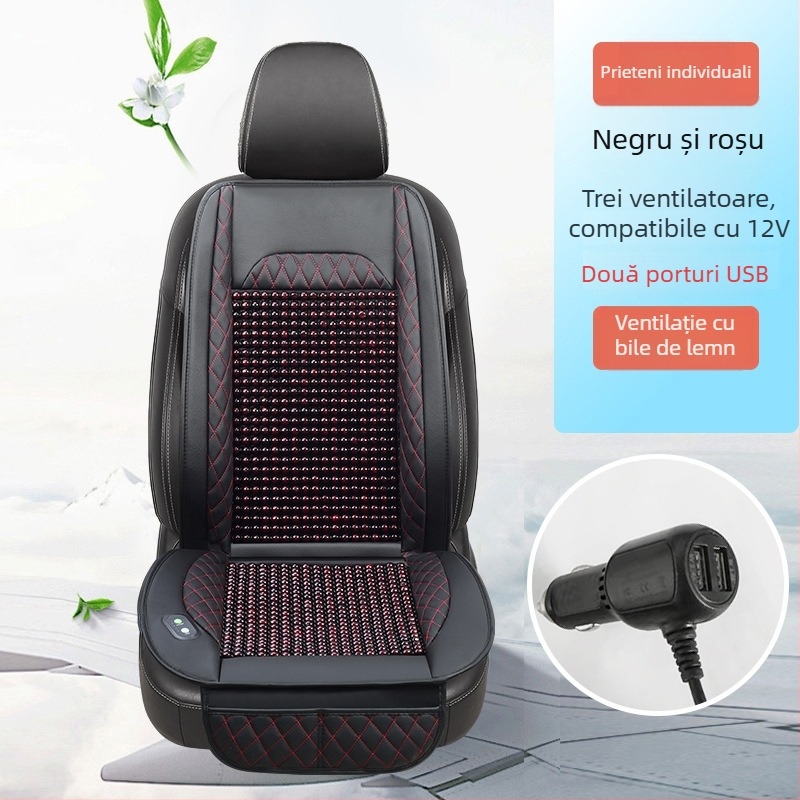 Perneu pentru scaun auto cu mărgele din lemn, ventilat – umplere din burete, marcă Zhen Dian, vară, ventilație, suprafața din lemn