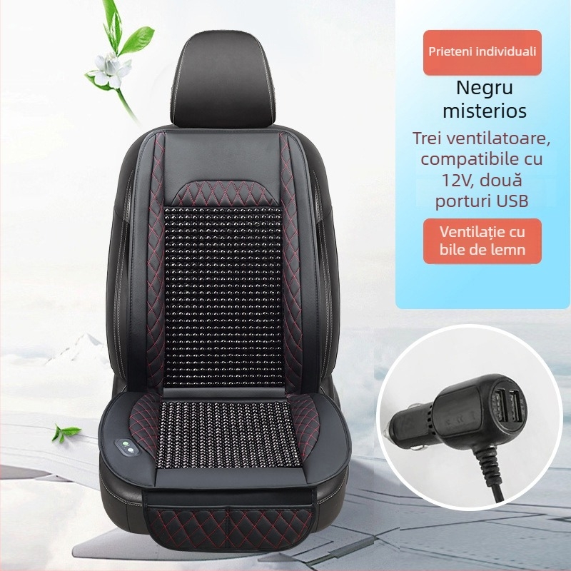 Perneu pentru scaun auto cu mărgele din lemn, ventilat – umplere din burete, marcă Zhen Dian, vară, ventilație, suprafața din lemn