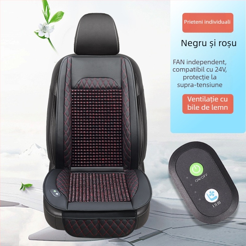 Perneu pentru scaun auto cu mărgele din lemn, ventilat – umplere din burete, marcă Zhen Dian, vară, ventilație, suprafața din lemn