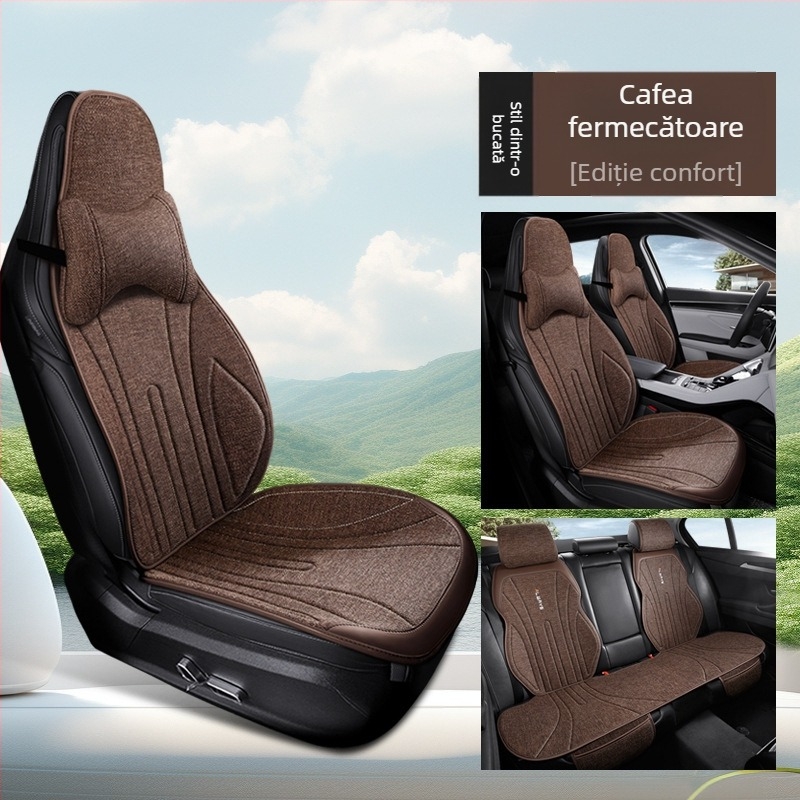 Perneă de șezut auto din in, respirabilă pentru iarnă, design slim pentru scaunul șoferului, acoperire parțială, confortabilă; Material: fibre; Umplere: fără umplere; Loturi mixte acceptate; MOQ: 1