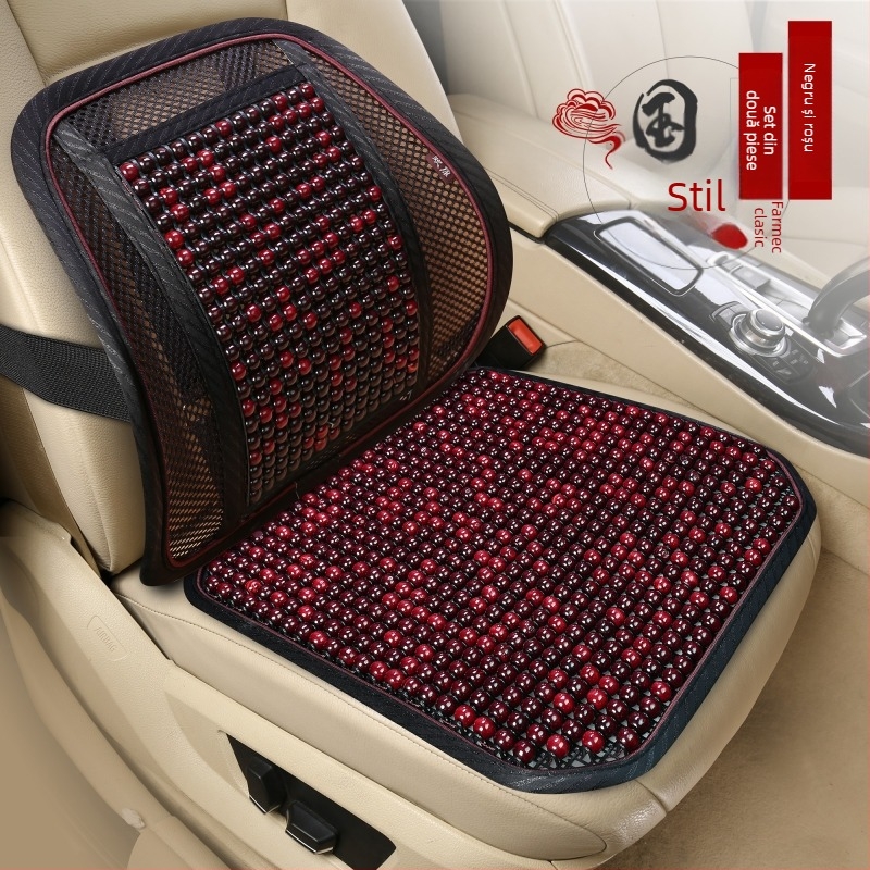 Perna de scaun auto cu mărgele din lemn și umplutură din plasă, utilizare vara, potrivire universală, procesare personalizabilă