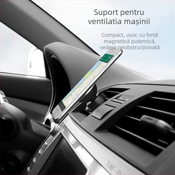 Suport universal magnetic pentru telefon pentru mașină, din aliaj de aluminiu, pentru gurile de ventilație, cu suport de navigație