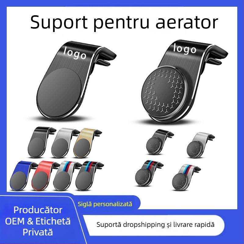 Suport magnetic pentru telefon auto pe conducta de aer – universal, montare Snap-on, clip pentru ventilație, Seria F19, magnet puternic