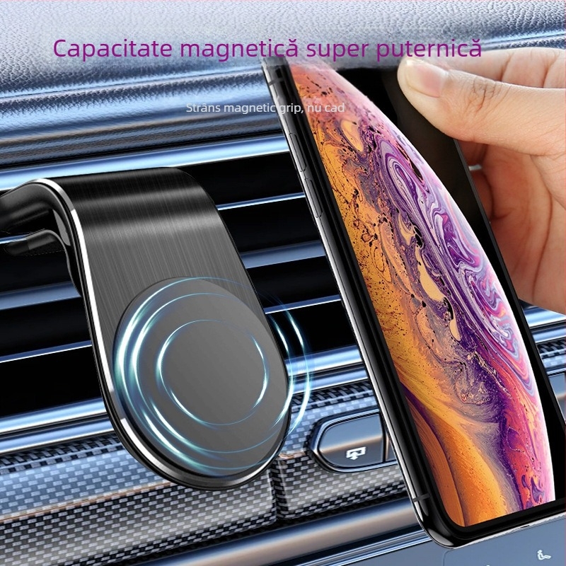 Suport magnetic pentru telefon auto pe conducta de aer – universal, montare Snap-on, clip pentru ventilație, Seria F19, magnet puternic