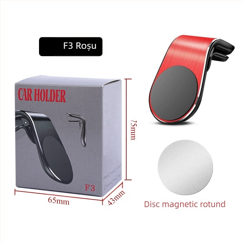 Suport magnetic pentru telefon auto pe conducta de aer – universal, montare Snap-on, clip pentru ventilație, Seria F19, magnet puternic