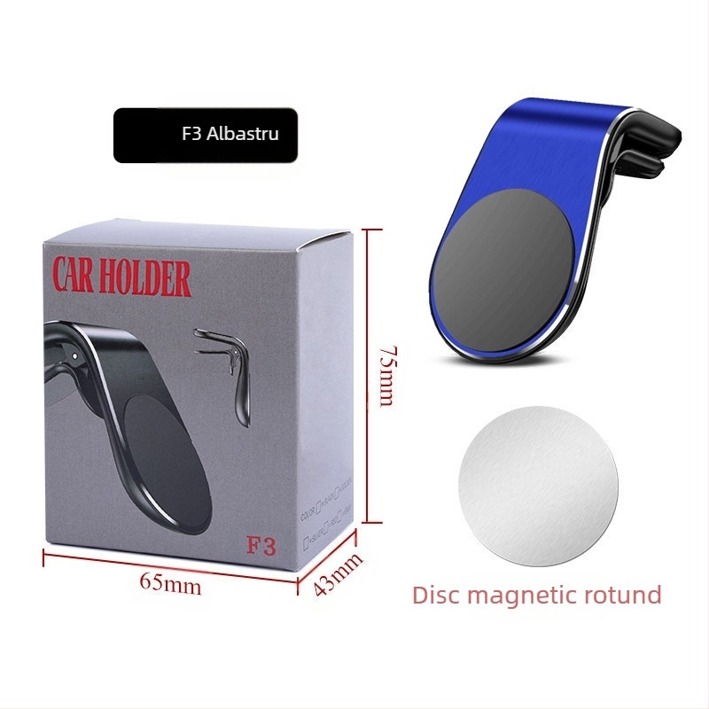 Suport magnetic pentru telefon auto pe conducta de aer – universal, montare Snap-on, clip pentru ventilație, Seria F19, magnet puternic
