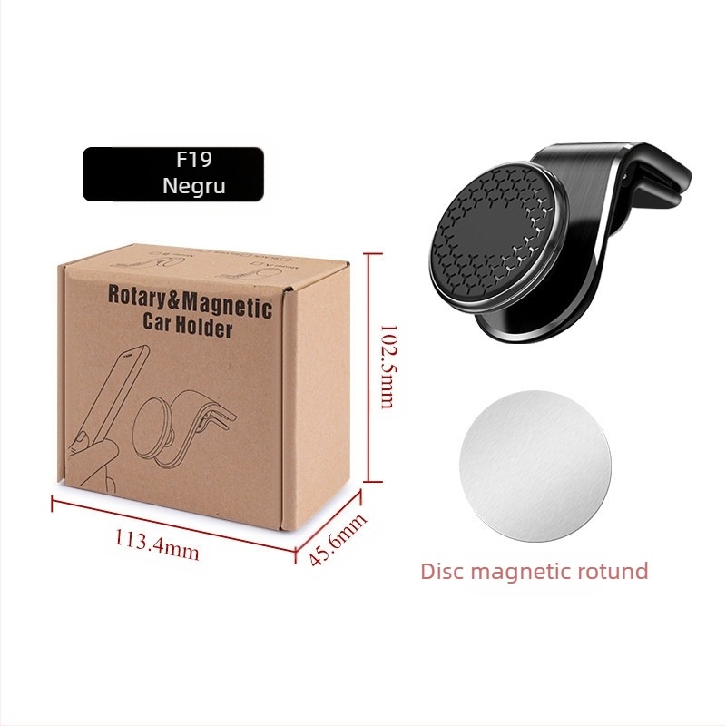 Suport magnetic pentru telefon auto pe conducta de aer – universal, montare Snap-on, clip pentru ventilație, Seria F19, magnet puternic