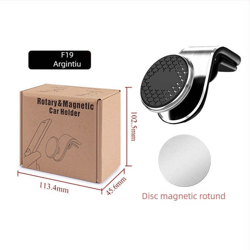 Suport magnetic pentru telefon auto pe conducta de aer – universal, montare Snap-on, clip pentru ventilație, Seria F19, magnet puternic