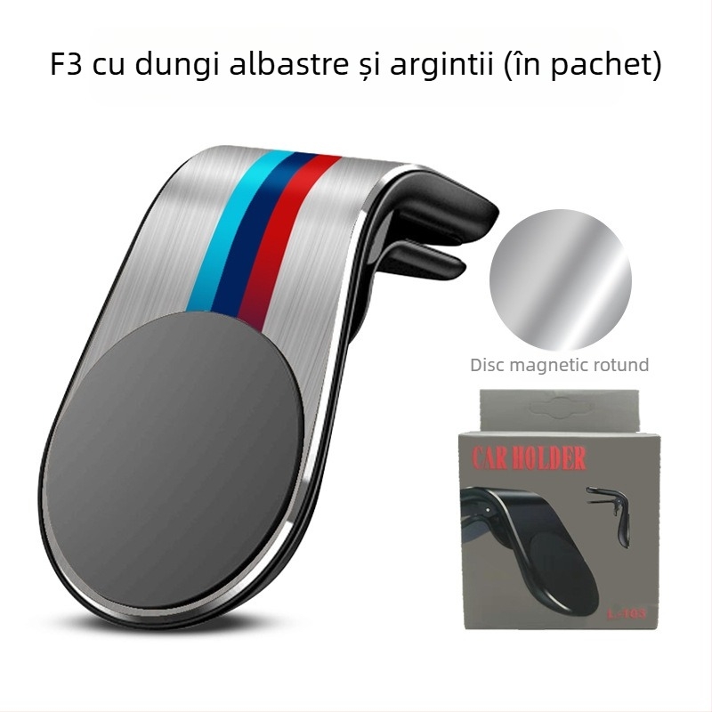 Suport magnetic pentru telefon auto pe conducta de aer – universal, montare Snap-on, clip pentru ventilație, Seria F19, magnet puternic
