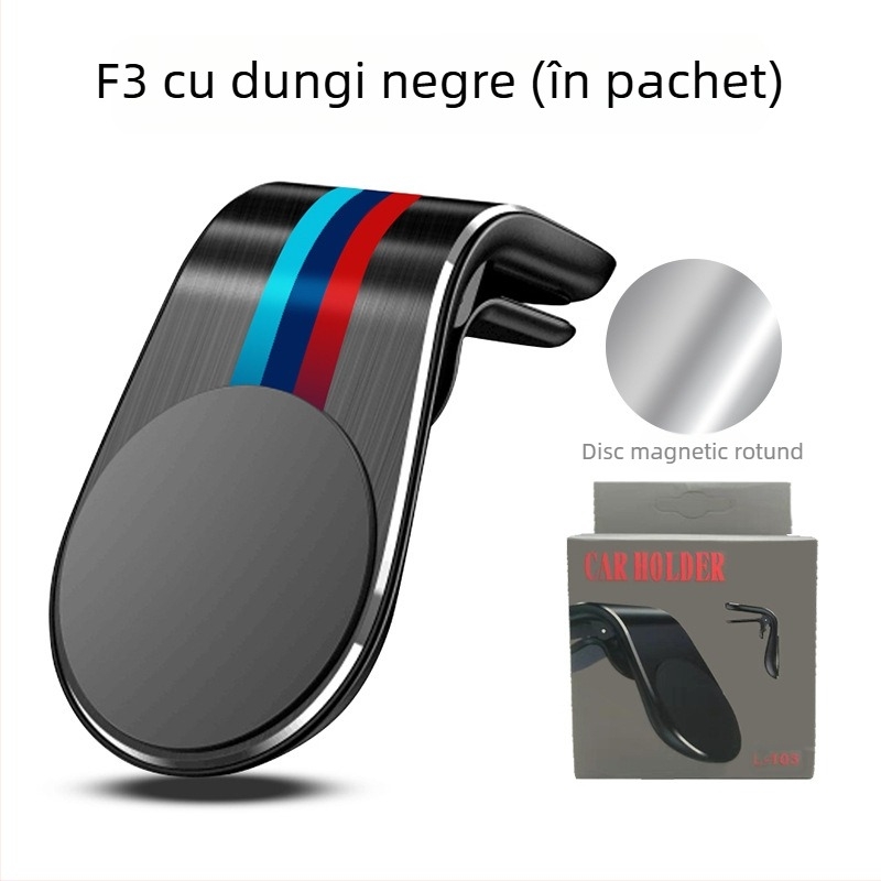 Suport magnetic pentru telefon auto pe conducta de aer – universal, montare Snap-on, clip pentru ventilație, Seria F19, magnet puternic