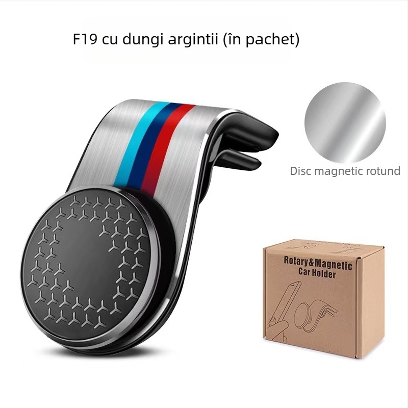 Suport magnetic pentru telefon auto pe conducta de aer – universal, montare Snap-on, clip pentru ventilație, Seria F19, magnet puternic