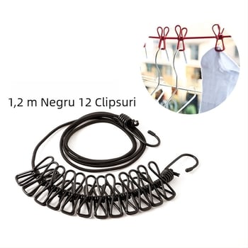 Sfoară elastică pentru uscat haine, exterior, cu mecanism retractabil, rezistentă la vânt, pliabilă și extensibilă, Friendly