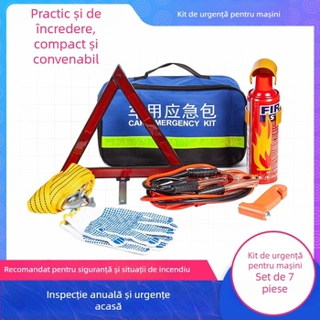 Kit de urgență auto cu stingător de incendiu, trusă de prim ajutor și echipamente de salvare – pachet de urgență personalizabil