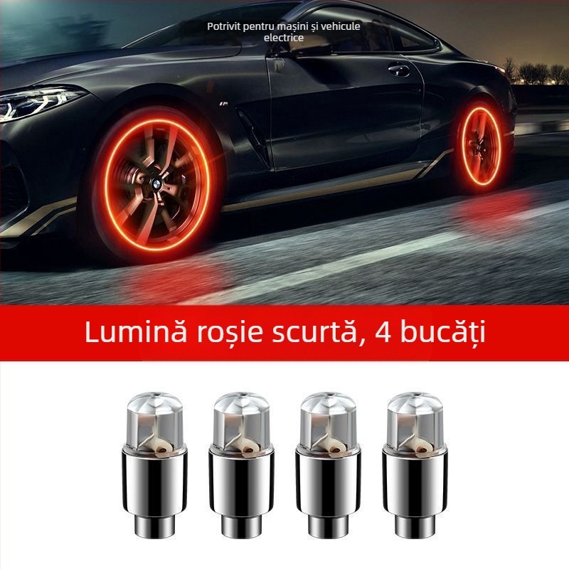 Capac de valve iluminat pentru anvelope tubeless – aluminiu, snap-on, filet italian, cavitatea comună a miezului