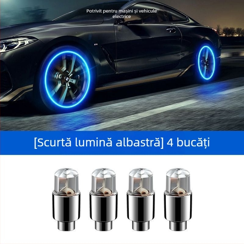 Capac de valve iluminat pentru anvelope tubeless – aluminiu, snap-on, filet italian, cavitatea comună a miezului