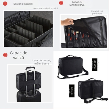 Geantă de makeup Junyi JY650, material Oxford, formă cub, pentru călătorii