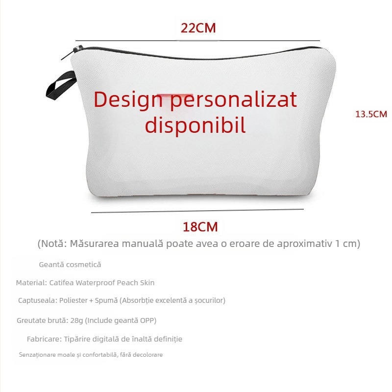 Geantă de makeup de călătorie cu imprimă lună și soare, bloc de culoare, portabilă (Material: Poliester; Captuseala: Poliester; Stil: Modern și cool)