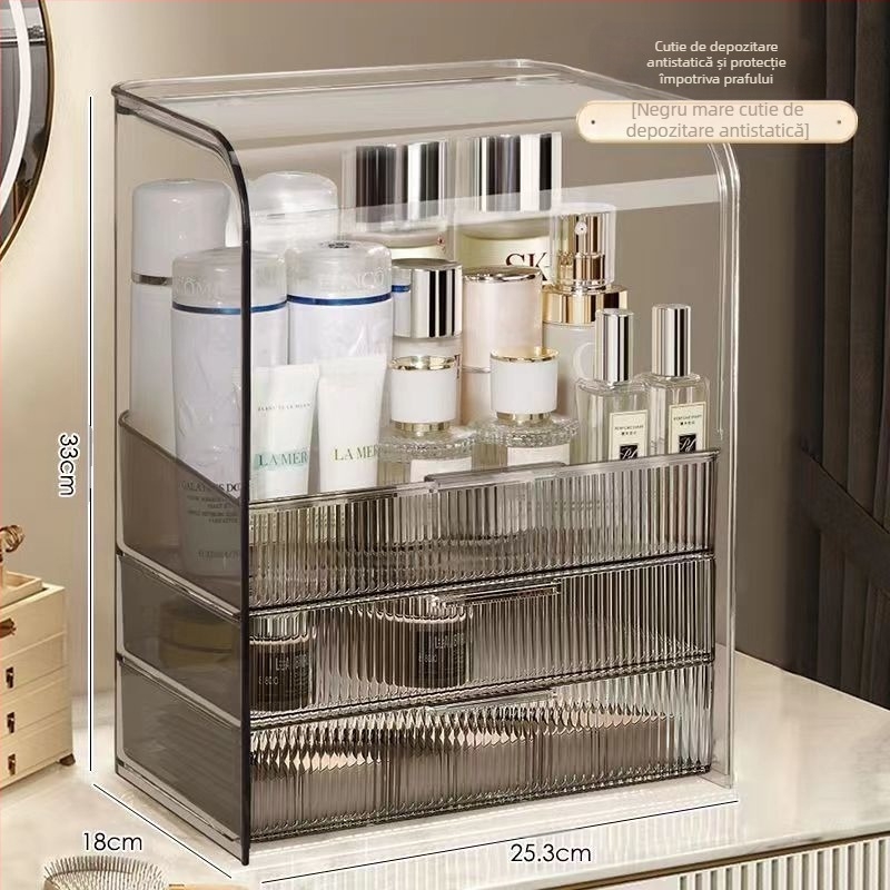 Organizator transparent pentru cosmetice din plastic, cu sertar pentru comodă