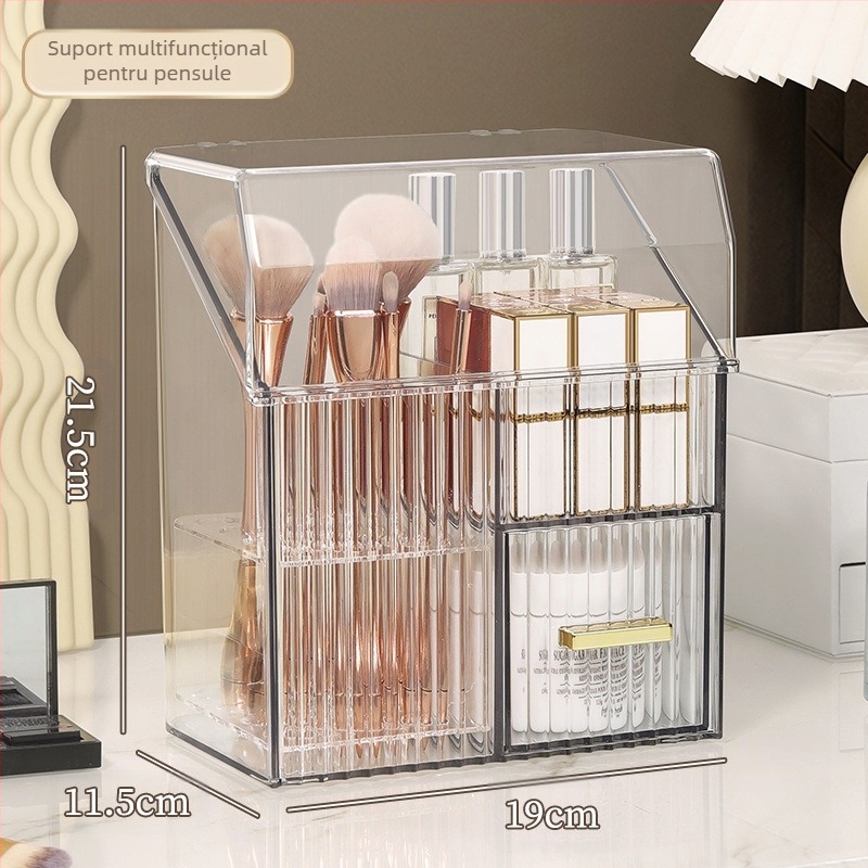Organizator transparent pentru cosmetice din plastic, cu sertar pentru comodă