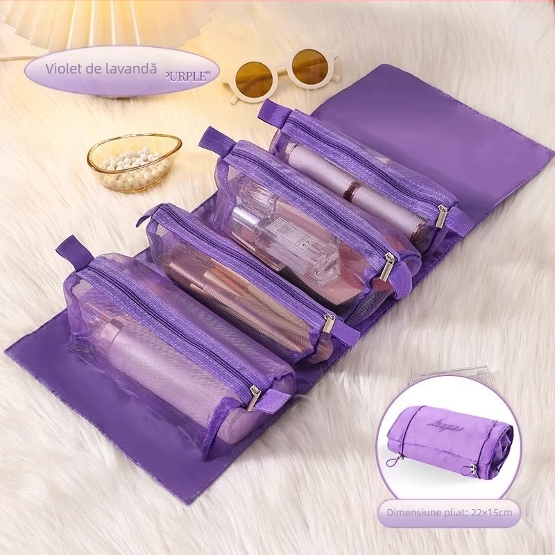 Geantă de depozitare pentru cosmetic cu design detașabil patru în unu și pliere, ultra ușoară, din Oxford, pentru femei, utilizare zilnică