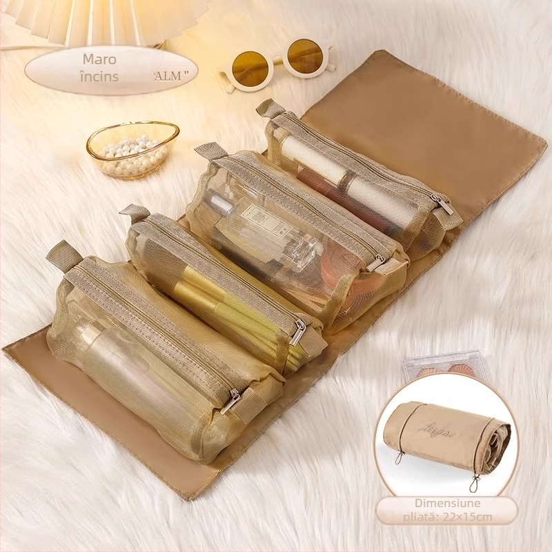 Geantă de depozitare pentru cosmetic cu design detașabil patru în unu și pliere, ultra ușoară, din Oxford, pentru femei, utilizare zilnică