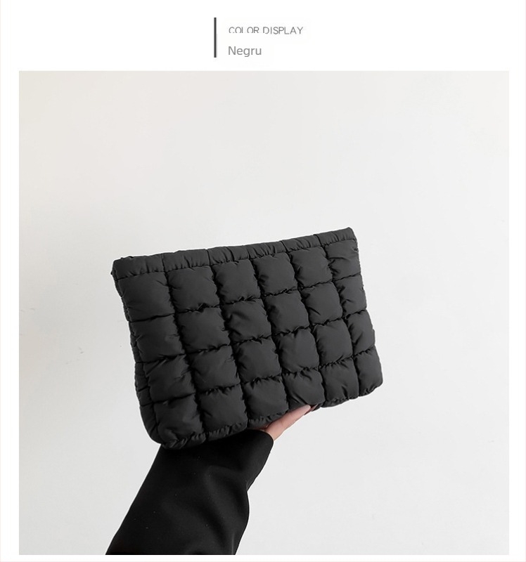 Geantă tip plic pentru femei, din bumbac, stil urban simplu, formă orizontal pătrată, închidere cu fermoar