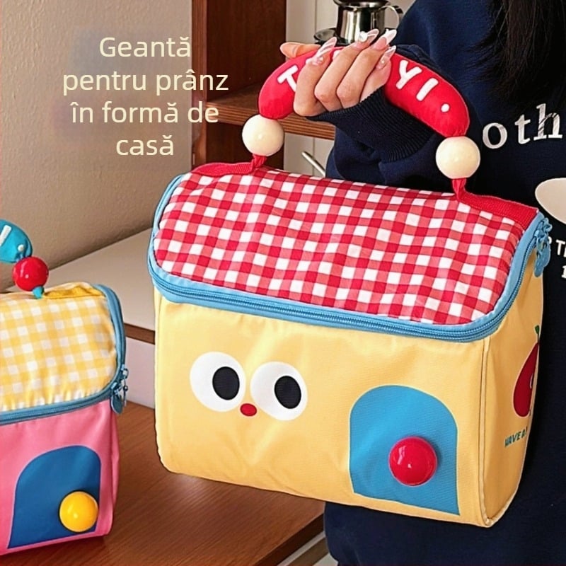 Geantă cosmetică de formă cubică, cu izolație pentru călătorii, din poliester.