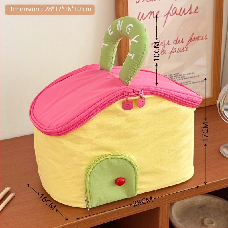 Geantă cosmetică de formă cubică, cu izolație pentru călătorii, din poliester.