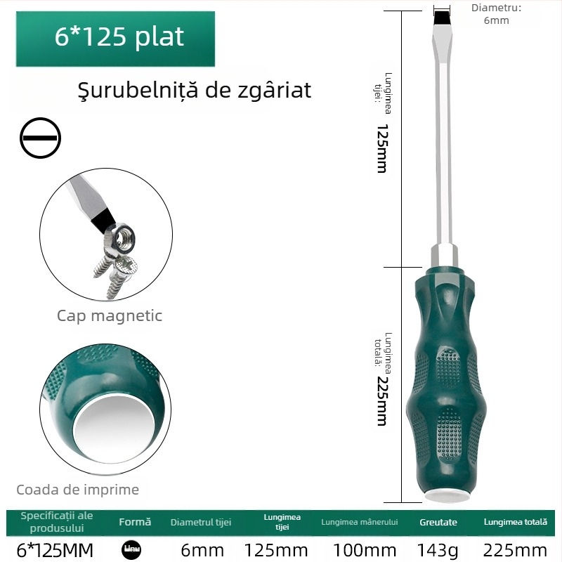TOTCHI şurubelniță magnetică, oțel crom-vanadiu, neizolată, vârf încrucișat, tip Torx Plum Blossom