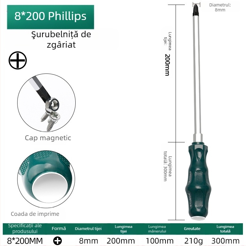 TOTCHI şurubelniță magnetică, oțel crom-vanadiu, neizolată, vârf încrucișat, tip Torx Plum Blossom