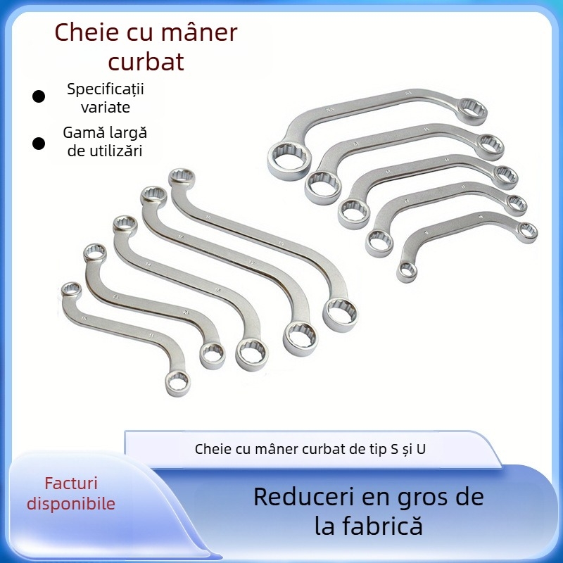 Set de 5 chei hexagonale în formă de S, cu capete duble și mâner curbat