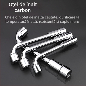 Cheie cu soclu, profil în formă de L, oțel 45#, cromată, standard metric, model 8-22