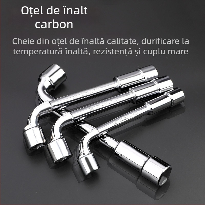 Cheie cu soclu, profil în formă de L, oțel 45#, cromată, standard metric, model 8-22