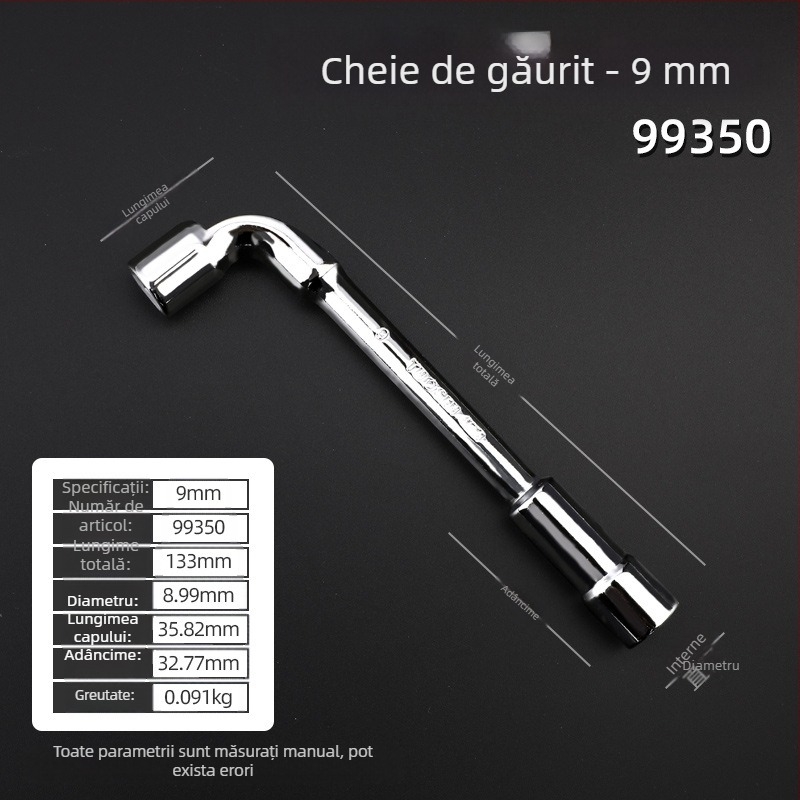 Cheie cu soclu, profil în formă de L, oțel 45#, cromată, standard metric, model 8-22