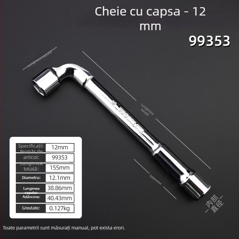Cheie cu soclu, profil în formă de L, oțel 45#, cromată, standard metric, model 8-22