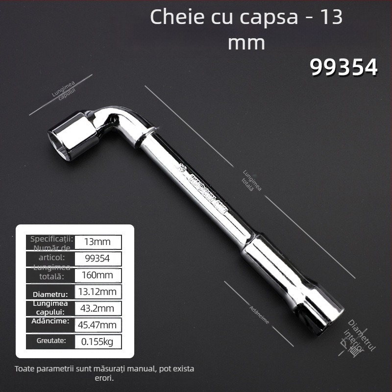 Cheie cu soclu, profil în formă de L, oțel 45#, cromată, standard metric, model 8-22