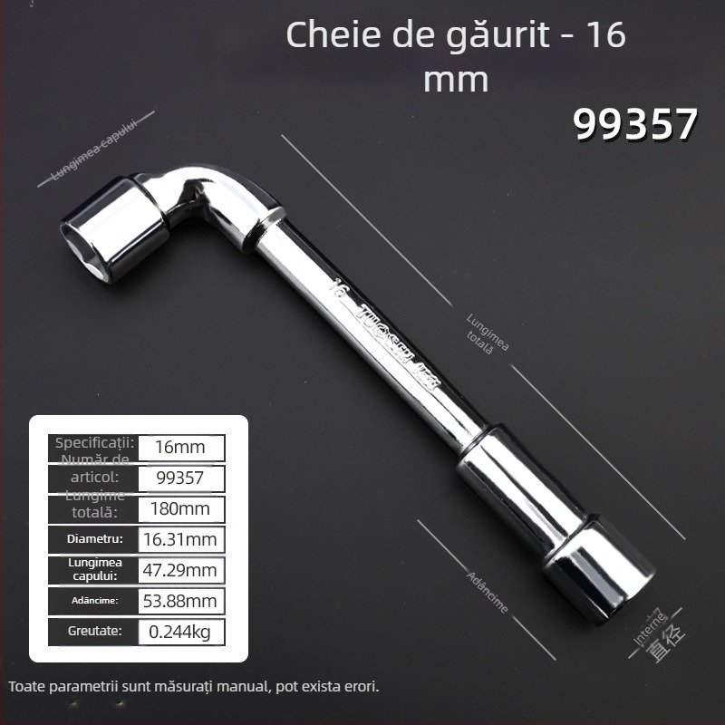 Cheie cu soclu, profil în formă de L, oțel 45#, cromată, standard metric, model 8-22