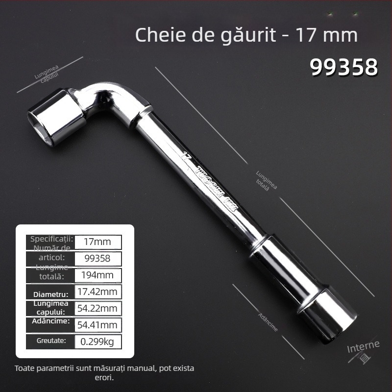 Cheie cu soclu, profil în formă de L, oțel 45#, cromată, standard metric, model 8-22