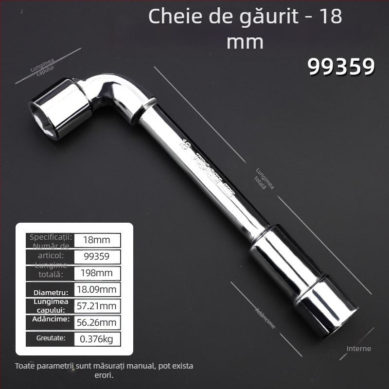Cheie cu soclu, profil în formă de L, oțel 45#, cromată, standard metric, model 8-22