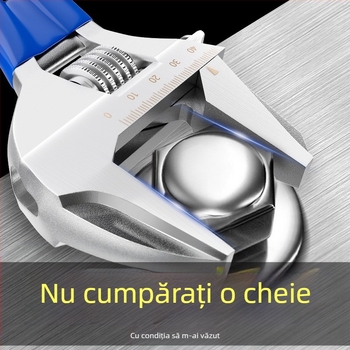 Cheie reglabilă cu cap deschis, mâner scurt, pentru baie, din oțel crom-vanadiu