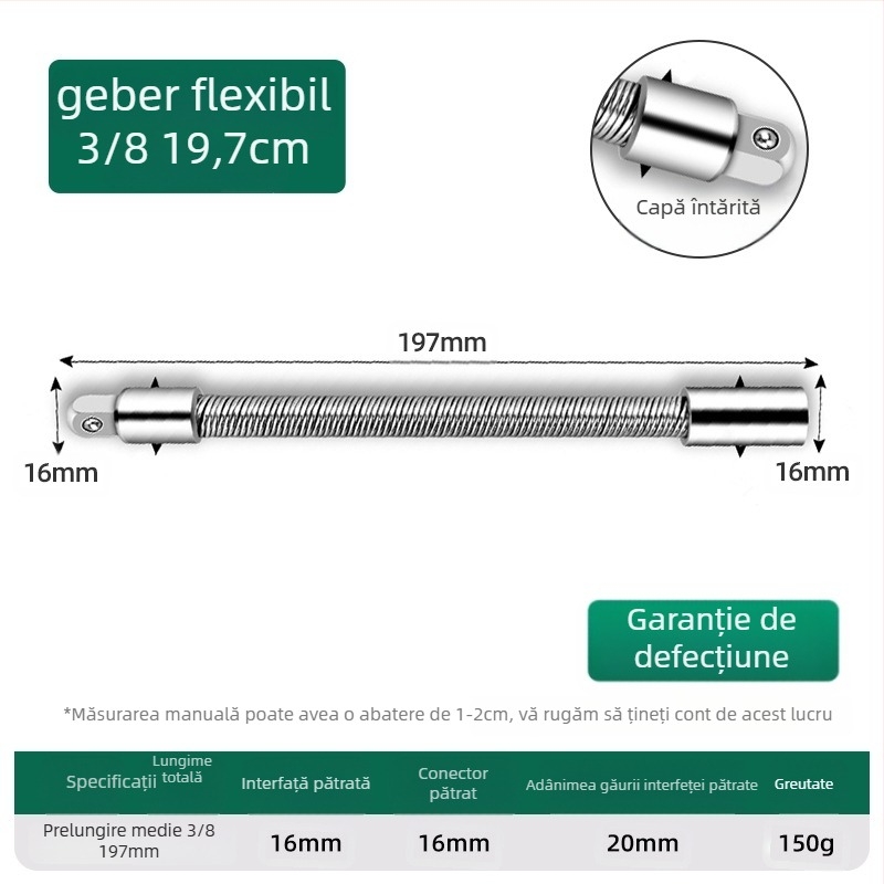 Cheie electrică cu tijă de conectare flexibilă, prelungitor universal și ax flexibil
