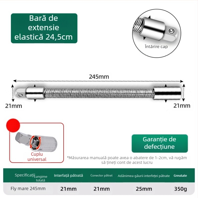 Cheie electrică cu tijă de conectare flexibilă, prelungitor universal și ax flexibil