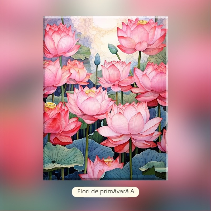 Ciorchini de flori – DIY pictură digitală în ulei, lucrare florală pictată manual, umplere cu acril, fără ramă, stil modern minimalist